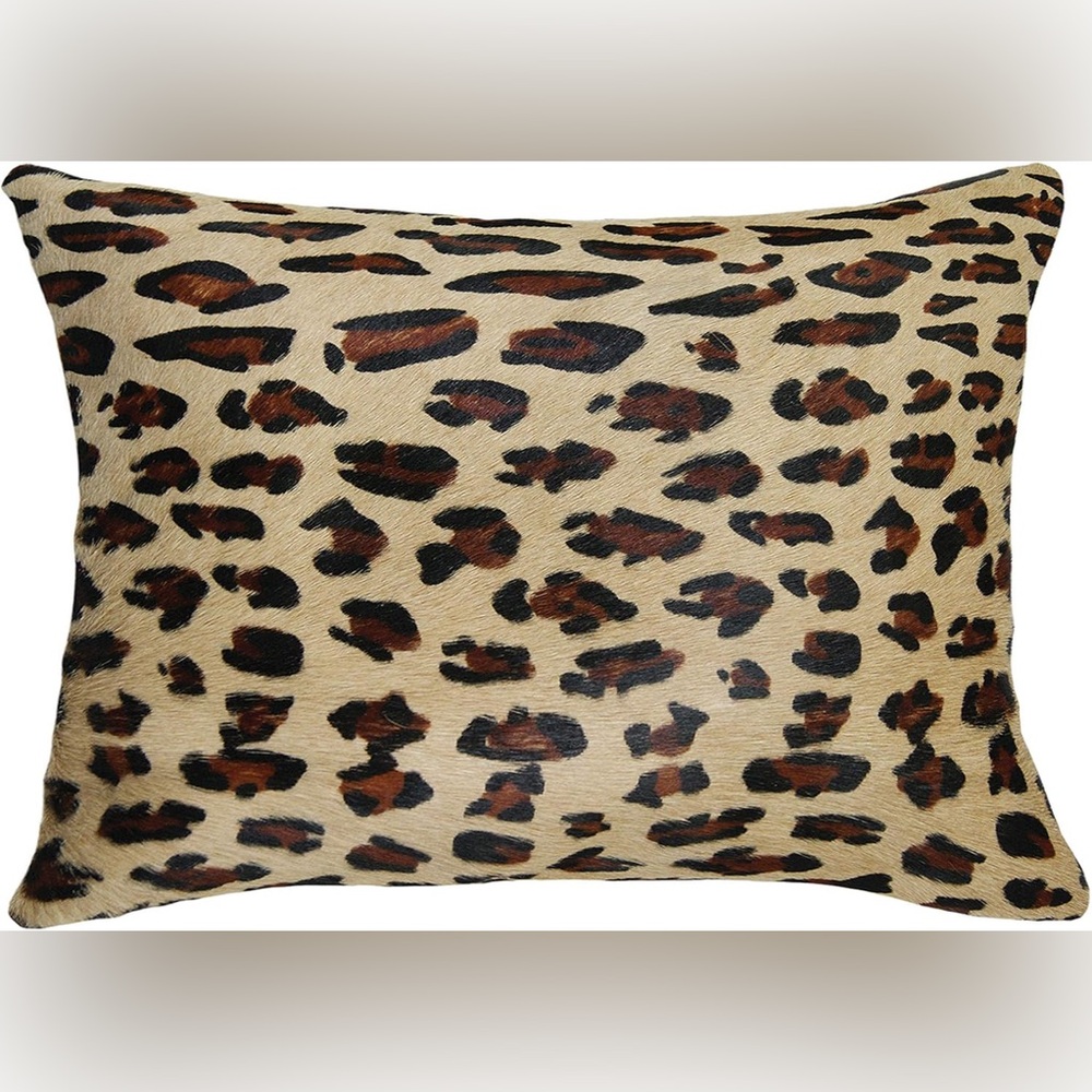 Natural Torino Cowhide LEOPARD Print Pillow Cover 12 x 20